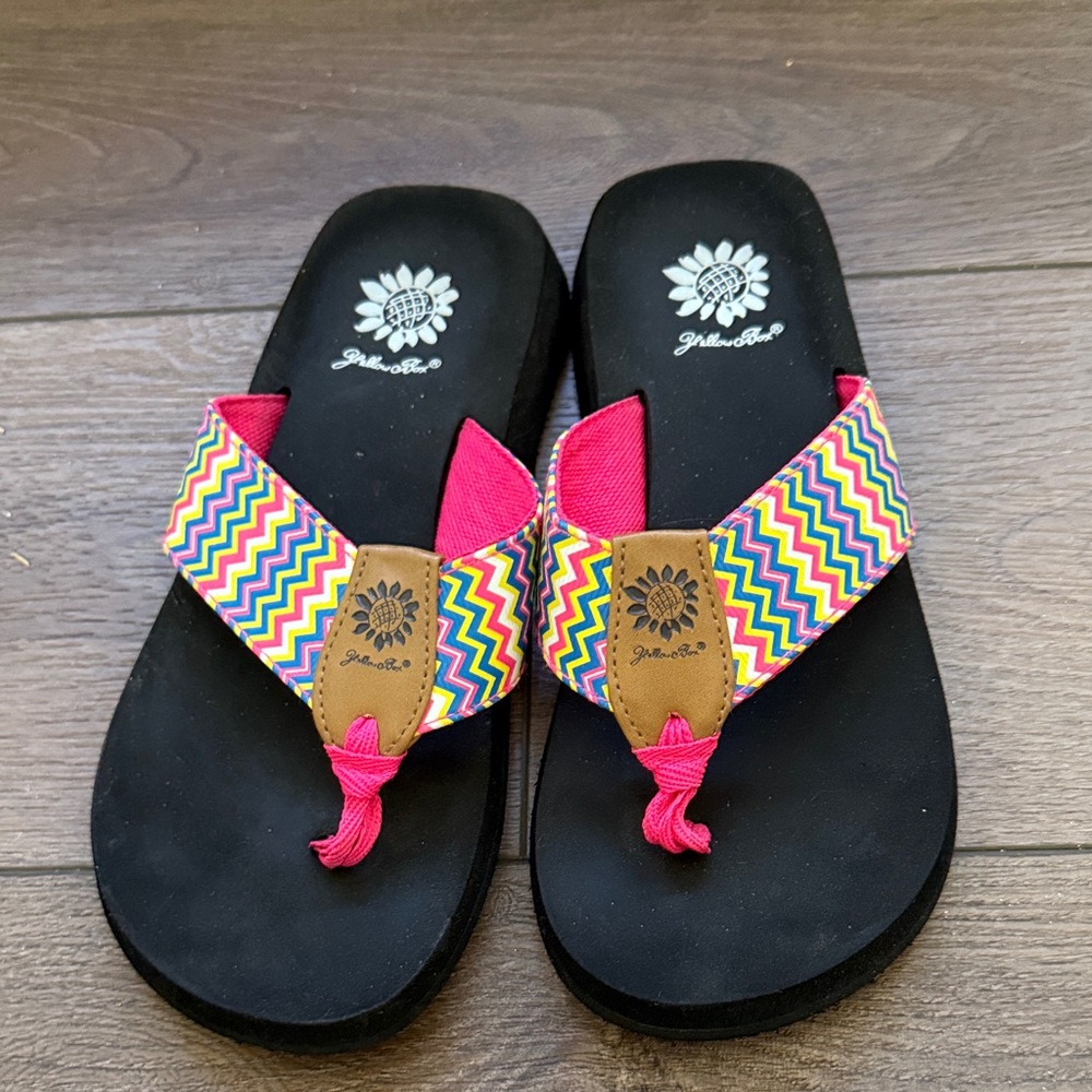 Lot of 4 Yellow Box Flip Flops - Black, Blue, Pink, Turquoise - Picture 6 of 9